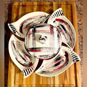 Vintage 1960’s MCM California Pottery #222 Snack Tray Set